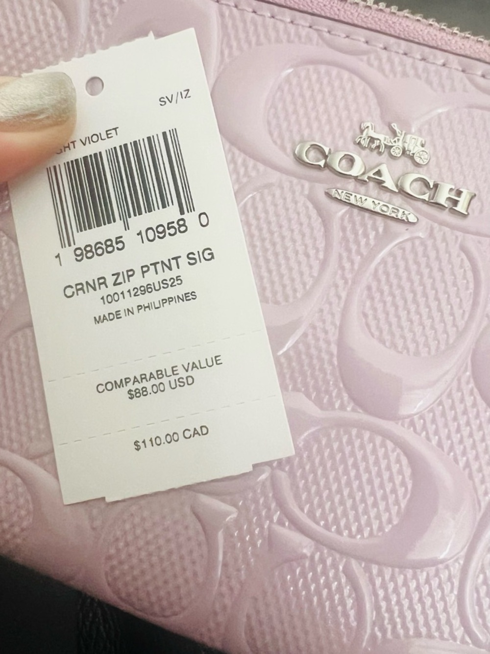 Coach Lavender Patent Leather Wristlet with Heart Charm - Picture 6 of 9